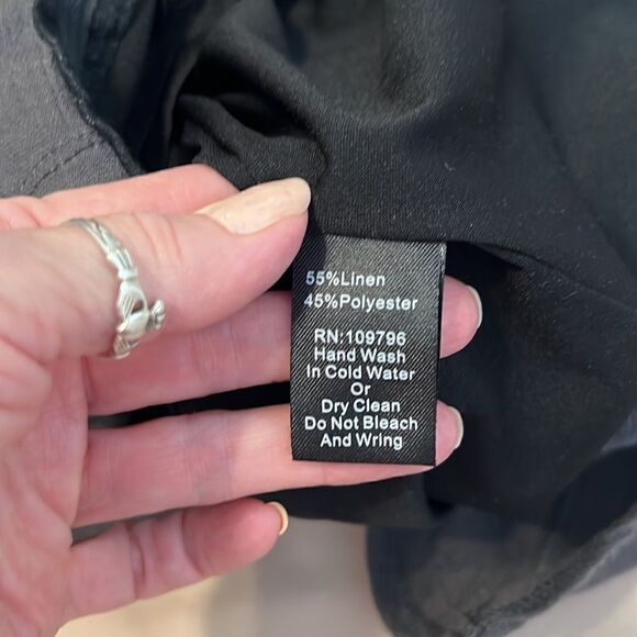 ctf international szS black&grey lace trim boho coverup w/pockets snap front GUC - Picture 3 of 9